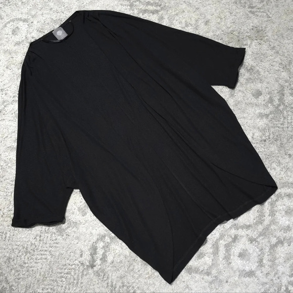 VINCE CAMUTO Black Rib Knit Open Front Long Line Kimono, Stretch, One Size - Picture 7 of 14